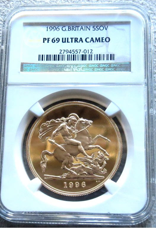 【動画あり】グレートブリテンエリザベス5ポンドプルーフ金貨　1996 5 POUNDS NGC PF69 UCAM