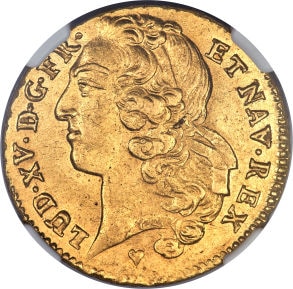 【動画あり】フランス 1758BB年ルイ15世2ルイドール金貨1755-BB MS64 NGC