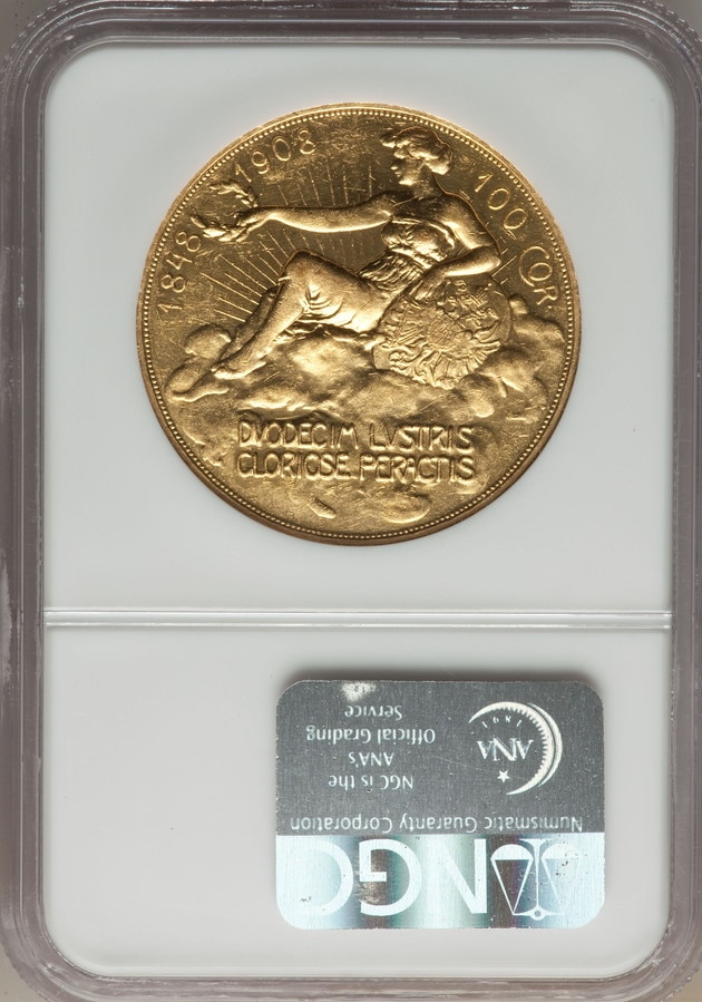 【動画あり】オーストリア 1908年 雲上の女神 100コロナ 1908 AUSTRIA 100C 60TH ANNIVERSARY AU55NGC