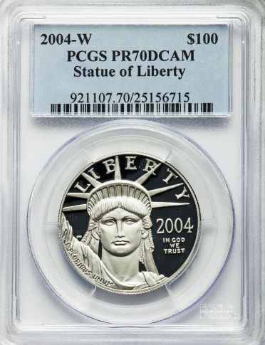 【動画あり】プラチナイーグル　100ドル　1オンス2004-W ＄100 Platinum Eagle PR70 Deep Cameo PCGS