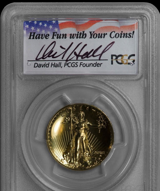 【動画あり】2009ウルトラハイリリーフ金貨　PCGS-MS70　DAVID HALLサイン入り