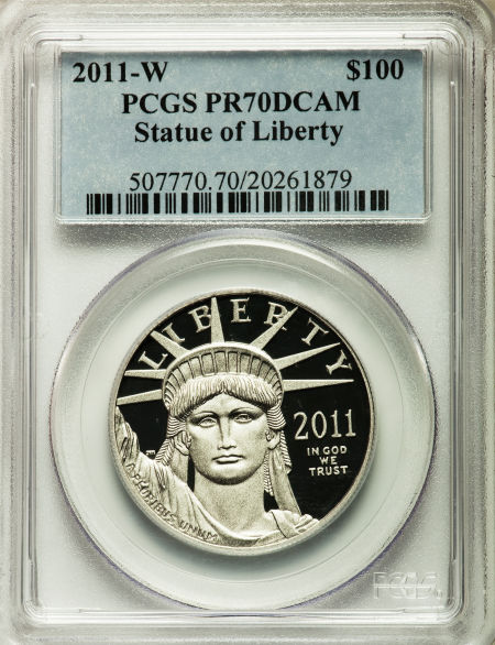 【動画あり】プラチナイーグル　100ドル　1オンス2011-W ＄100 Platinum Eagle PR70 Deep Cameo PCGS