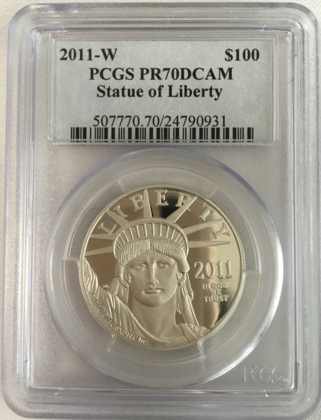 【動画あり】プラチナイーグル　100ドル　1オンス2011-W ＄100 Platinum Eagle PR70 Deep Cameo PCGS