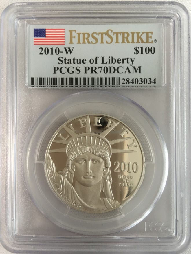 【動画あり】プラチナイーグル　100ドル　1オンス2010-W ＄100 Platinum Eagle PR70 Deep Cameo PCGSファーストストライク