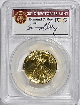 【動画あり】2009ウルトラハイリリーフ金貨　PCGS-MS70 PL（プルーフライク）未使用　Edmund C. Moyサイン入りBurgundy