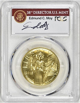 【動画あり】2015アメリカンリバティ　ハイリリーフ　100ドル金貨PCGS-MS70　プルーフライク　ファーストストライク　モイサイン入り