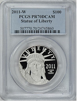 【動画あり】プラチナイーグル　100ドル　1オンス2011-W ＄100 Platinum Eagle PR70 Deep Cameo PCGS