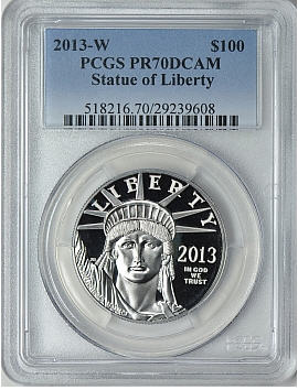 【動画あり】プラチナイーグル　100ドル　1オンス2013-W ＄100 Platinum Eagle PR70 Deep Cameo PCGS