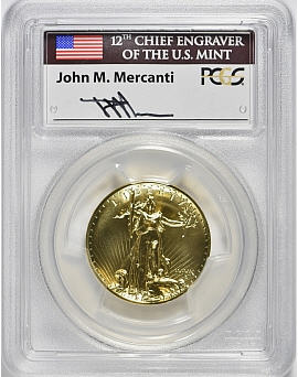 【動画あり】2009ウルトラハイリリーフ金貨　PCGS-MS70 PL（プルーフライク）未使用　Mercanti サイン入り