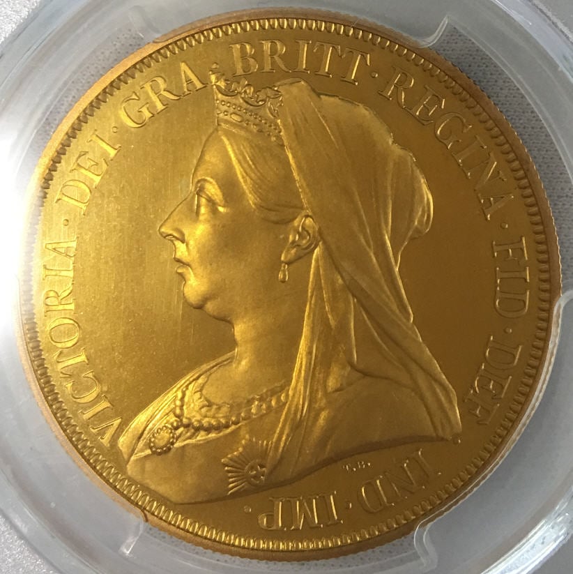 【動画あり】Great Britain ビクトリアオールドバスト　プルーフ　5ポンド 1893 PR66 DCAM PCGS
