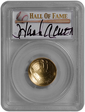 【世界で一枚】2014メジャーリーグベースボール記念コイン1956年ナショナルリーグ　バッティングチャンピオン 5ドル金貨ハンクアーロン　PCGS-MS70