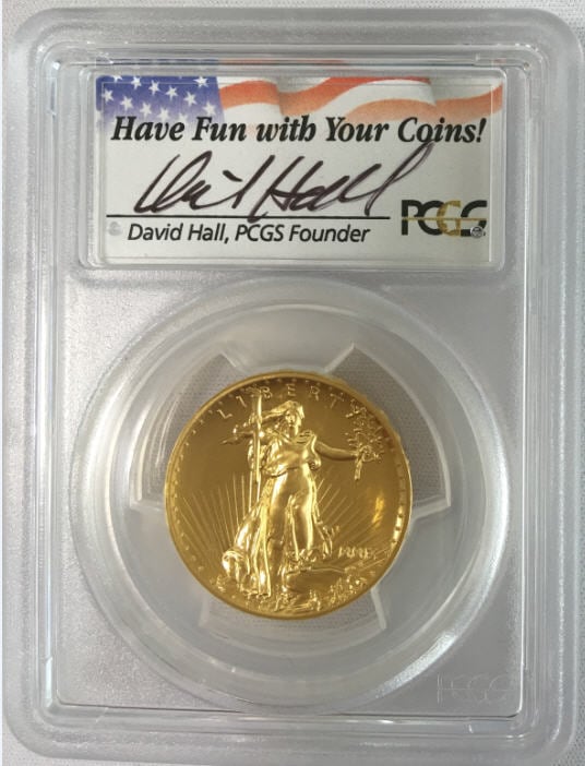 【動画あり】【ラスト1枚】2009ウルトラハイリリーフ金貨　PCGS-MS70 PL（プルーフライク）未使用　First Strike DAVID HALLサイン入り