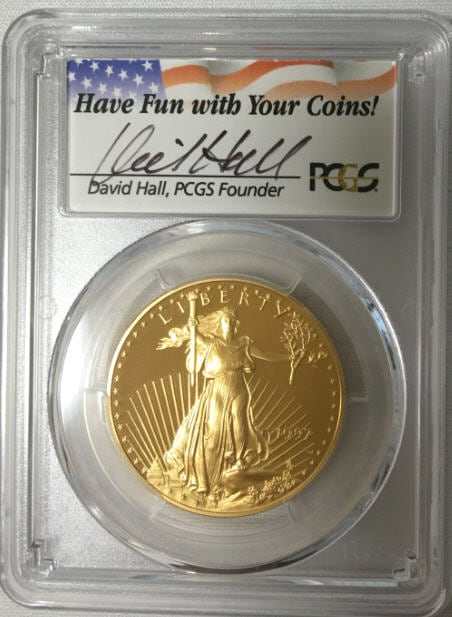 【動画あり】50ドル金貨　ゴールドイーグル　1997W GOLD EAGLE  ＄50 PCGS PR70DCAM DAVID HALLサイン入り
