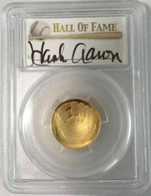2014メジャーリーグベースボール記念コイン1956年ナショナルリーグ　バッティングチャンピオン 5ドル金貨ハンクアーロン　PCGS-PR70DCAM
