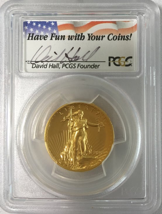 【動画あり】2009ウルトラハイリリーフ金貨　PCGS-MS70 未使用 DAVID HALLサイン入り