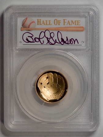 【世界で2枚】2014メジャーリーグベースボール記念コイン 引退背番号45番 5ドル金貨ボブギブソン　PCGS-PR70-DCAM