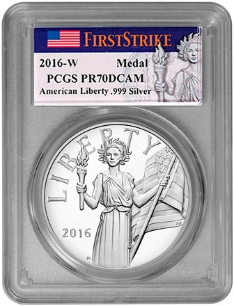 受注商品2016-Wアメリカンリバティ　シルバーメダルPCGS　PR70DCAMファーストストライク