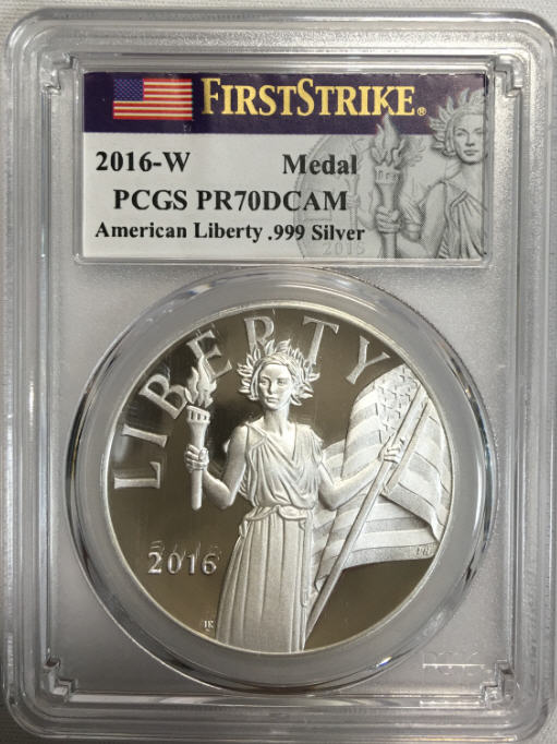 2016-Wアメリカンリバティ　シルバーメダルPCGS　PR70DCAMファーストストライク