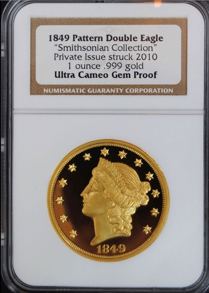 【商談中】2010年ダブルイーグル スミソニアンコレクション 1849年モチーフ$20金貨パターンプルーフ NGC GEM PROOF ULTRA CAMEO
