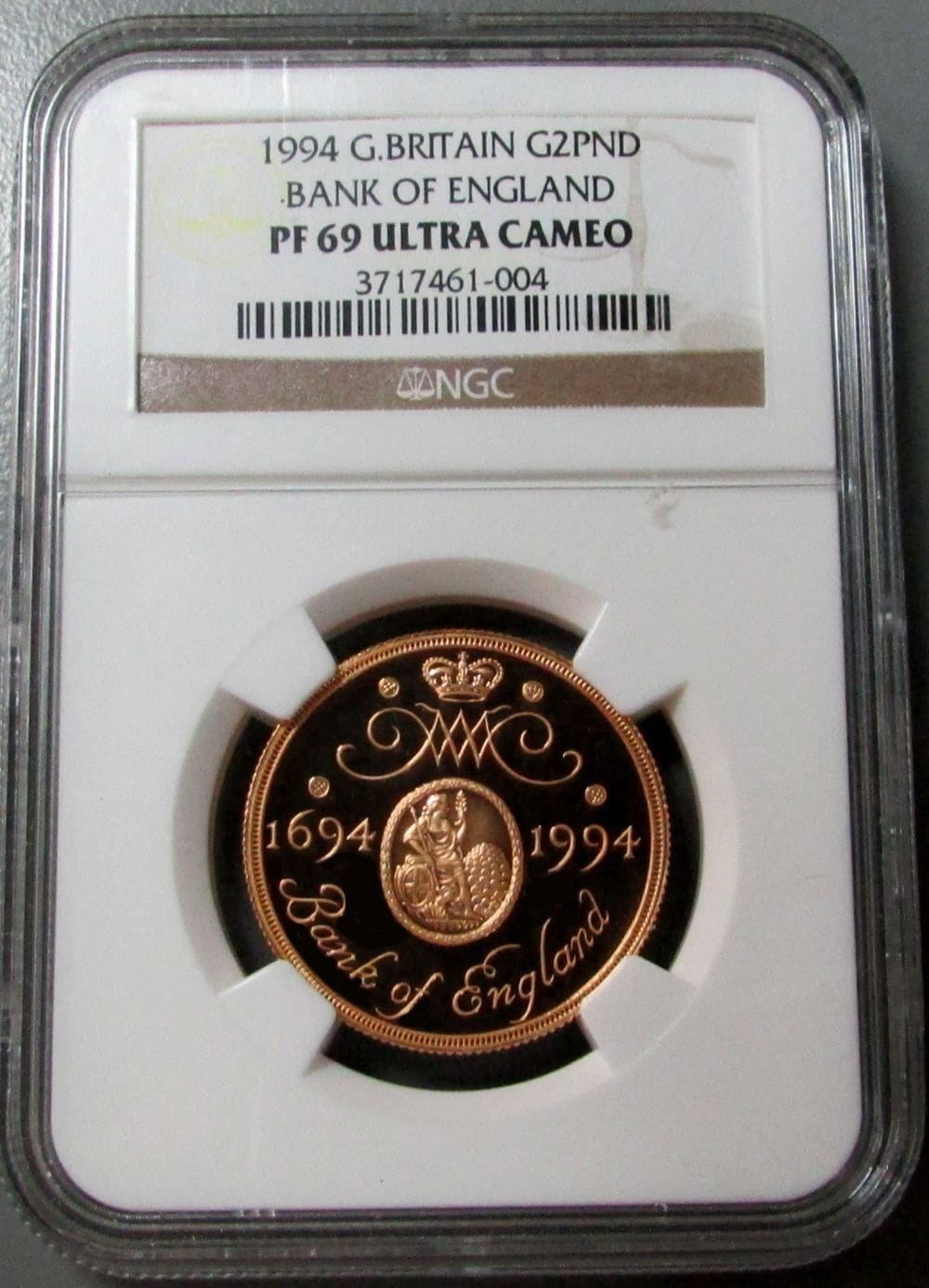 1994グレートブリテン 2ポンド　バンク　オブ　イングランド金貨PF69　UCAM　NGC
