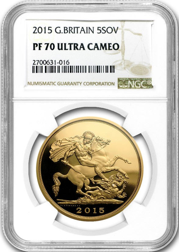 2015グレートブリテン5ソブリン金貨PF70UCAM NGC