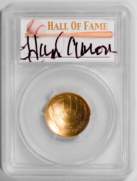 【世界で1枚】2014メジャーリーグベースボール記念コイン1957年ナショナルリーグ　RBI（打点王） 5ドル金貨ハンクアーロン　PCGS-MS70