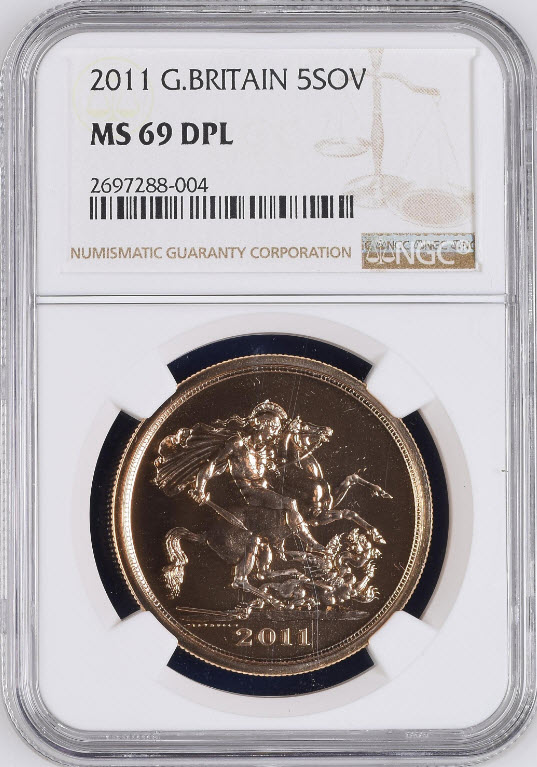 【動画あり】【残存5枚トップグレード】2011 グレートブリテン5ソブリン金貨 NGC MS69DPL