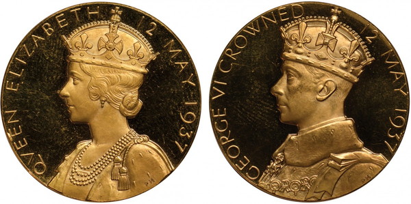 グレートブリテン　ジョージ6世　1937年戴冠式ゴールドメダル　オリジナルケース付