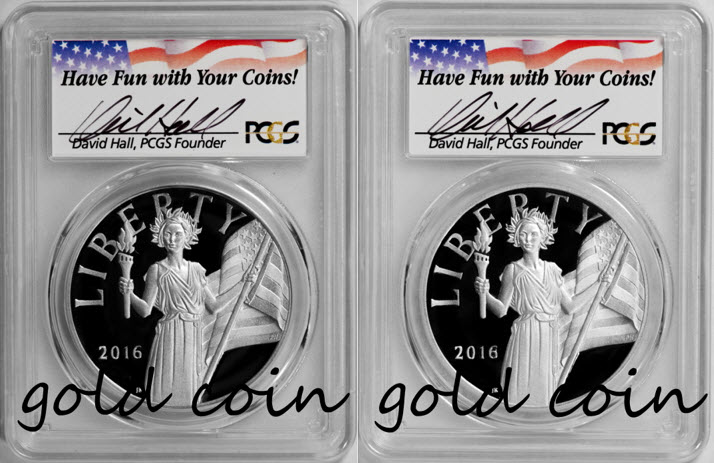 【残存3枚　2枚組】2016-S　2016-Wアメリカンリバティ　シルバーメダルPCGS　PR70DCAMファーストストライク DAVID HALL サイン入り