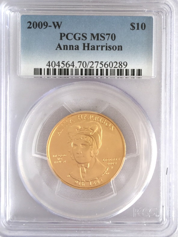 【新春セール品】【動画あり】2009-W 10ドル金貨 アンナ　ハリソン＄10　PCGS　MS70