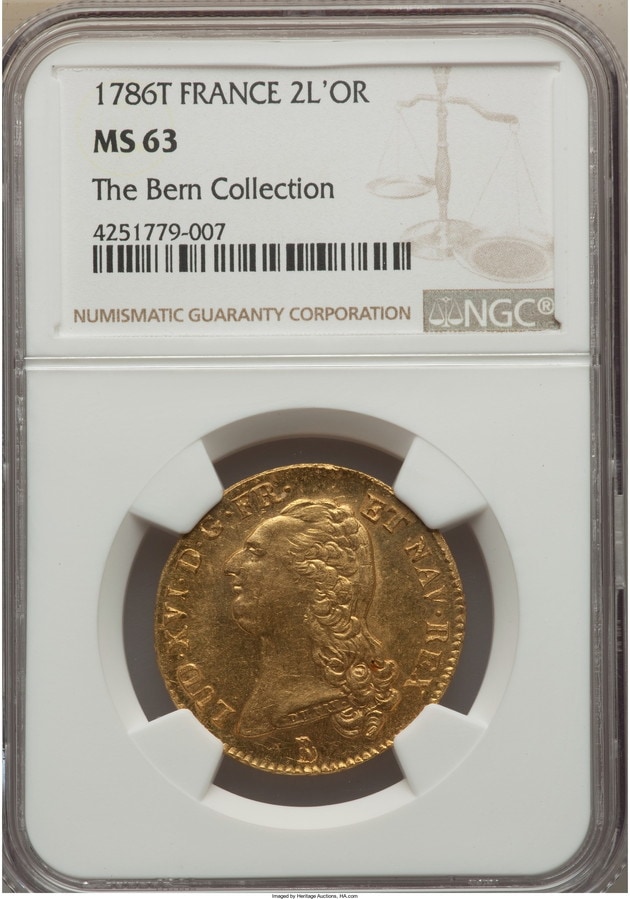 【動画あり】アンティークコイン　フランス 1786年ルイ16世2ルイドール金貨1786-T MS63 NGC