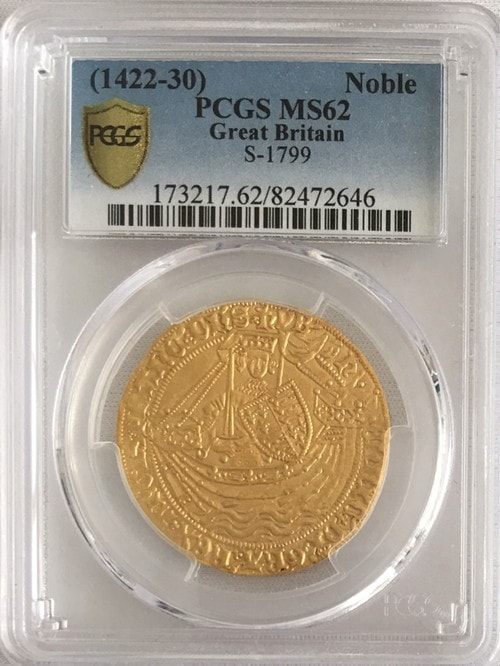 【動画あり】アンティークコイン　グレートブリテン　ヘンリー6世(First Reign, 1422-1461)ゴールド ノーブル（ 1422-1430） MS62 PCGS