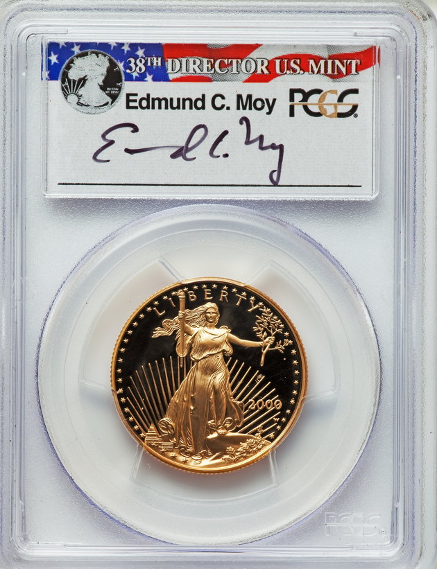25ドル金貨 ゴールドイーグル　2000W GOLD EAGLE  ＄25 PCGS PR70DCAMモイサイン入り