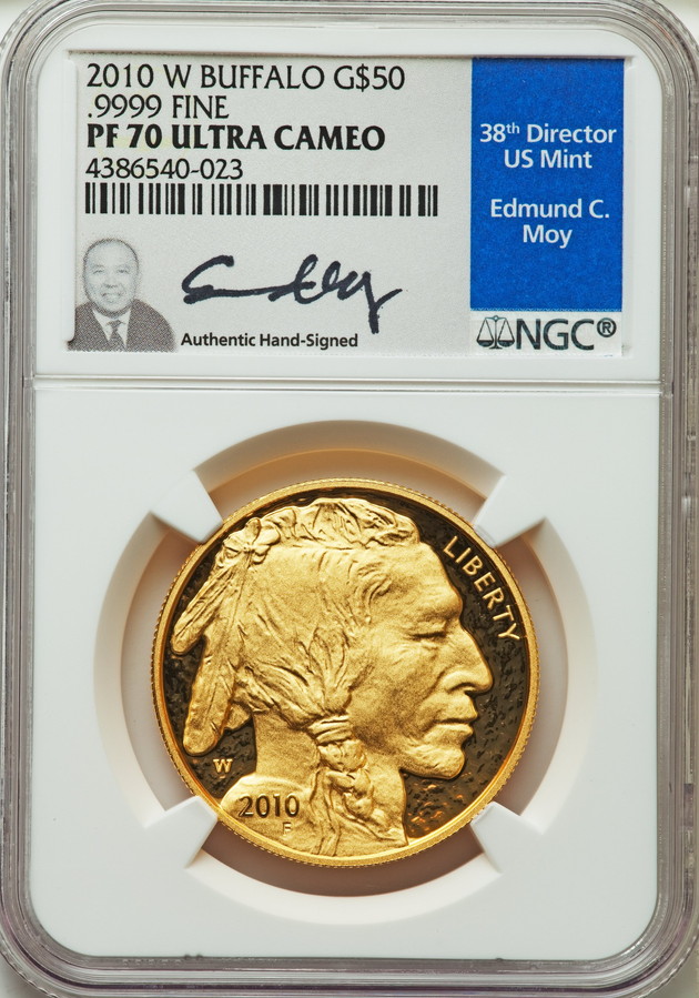 2010-Wバッファロー金貨50ドル　1オンス　NGC　PF70UCAMモイサイン入り