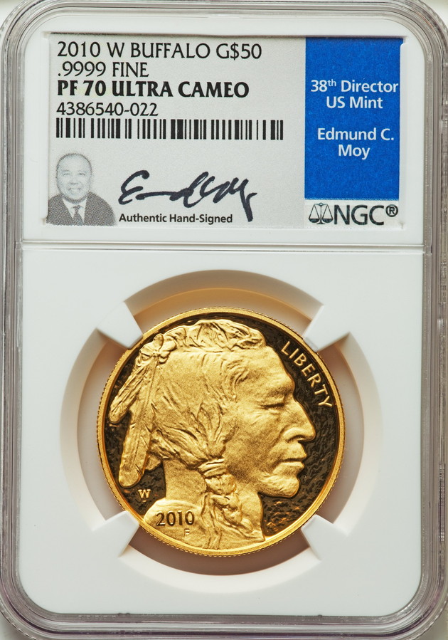 【動画あり】2010-Wバッファロー金貨50ドル　1オンス　NGC　PF70UCAMモイサイン入り