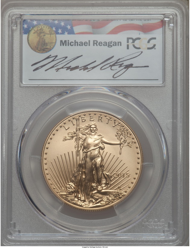 【動画あり】50ドル金貨　ゴールドイーグル　2015 GOLD EAGLE ＄50 PCGS MS70 リーガンレガシーサイン入り