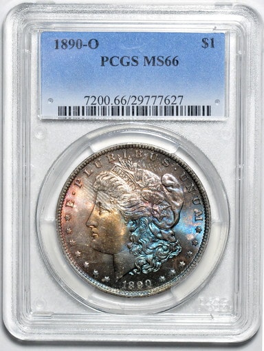 アンティークコイン　アメリカ　1ドル　モルガン銀貨1890-O ＄1 PCGS MS66