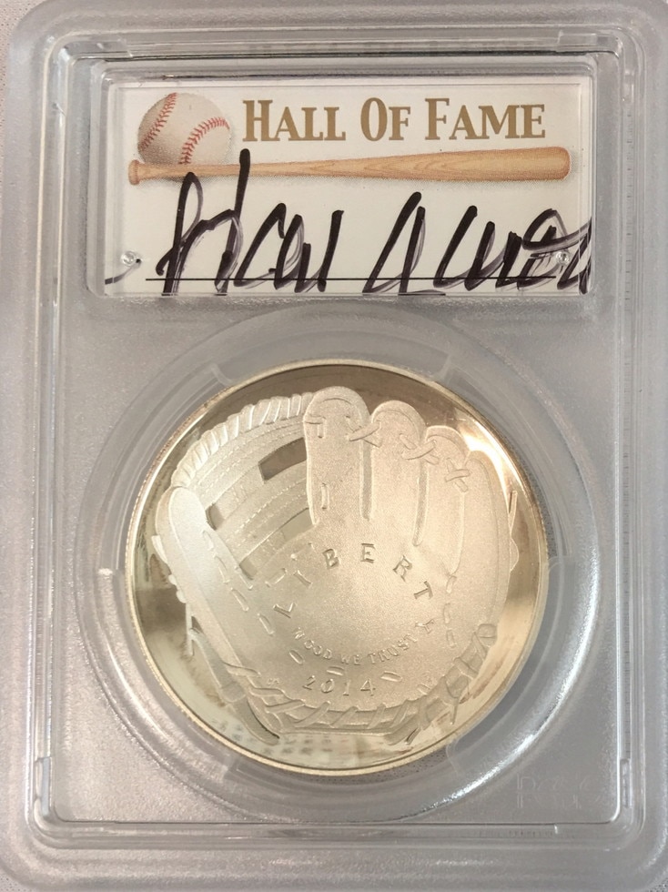 【世界で3枚】2014-Pメジャーリーグベースボール記念コイン500ホームランクラブ1ドル銀貨ハンクアーロン　PCGS-PR70DCAM