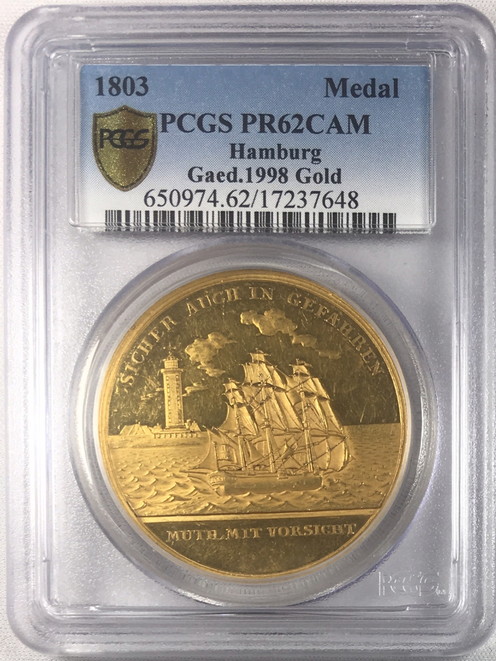 【動画あり】ドイツ・ハンブルク1803年　ゴールドメダル　船と灯台