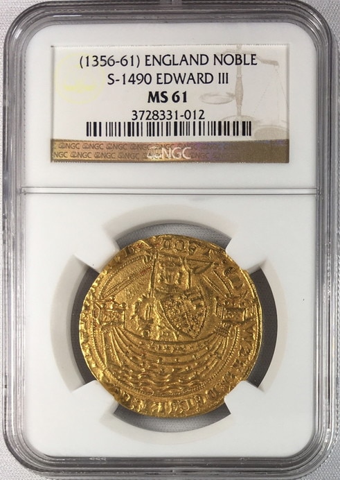 【動画あり】グレートブリテン エドワード3世(1356-1361)　ノーブル金貨　MS61　NGC