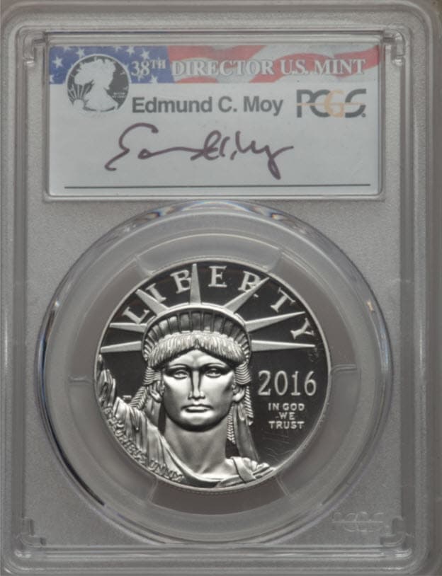 プラチナイーグル　100ドル　1オンス2016-W ＄100 Platinum Eagle PR70 DCAM PCGSファーストストライク モイサイン入り