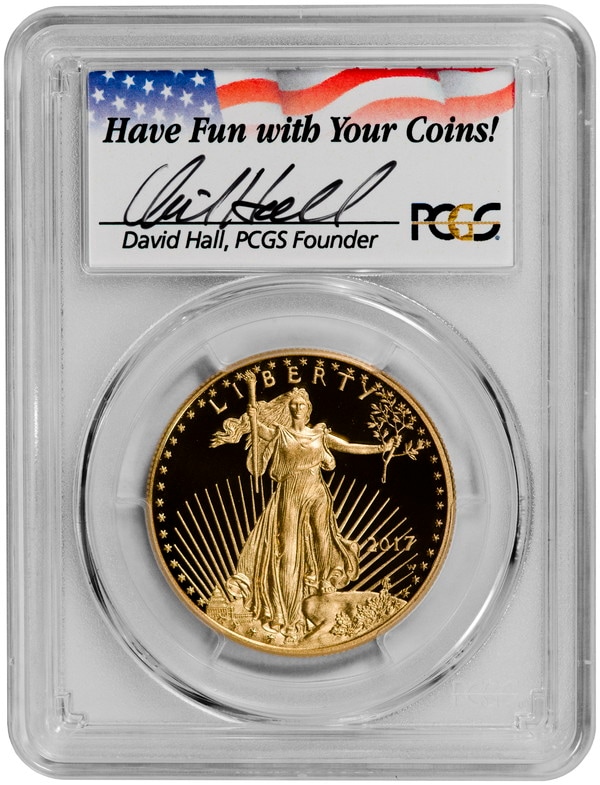 50ドル金貨　ゴールドイーグル　2017-W  ＄50PCGS PR70DCAMファーストストライク　デビッドホールサイン入り