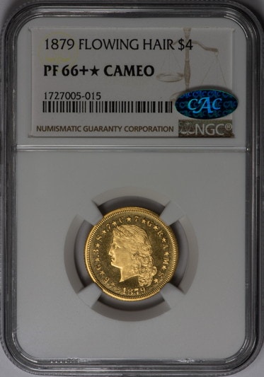 アメリカアンティークコイン4ドルステラ金貨1879 Stella ＄4 NGC Proof 66＋スター CAM フローイングヘア