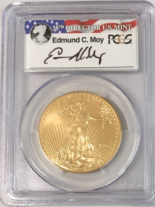 【動画あり】50ドル金貨　ゴールドイーグル　2015  ＄50PCGS MS70ファーストストライク　モイサイン入り