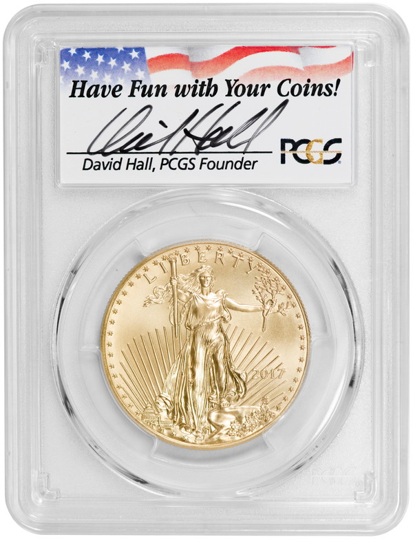 【動画あり】【残存6枚】50ドル金貨　ゴールドイーグル　2017-W  ＄50PCGS MS70ファーストストライク　デビッドホールサイン入り