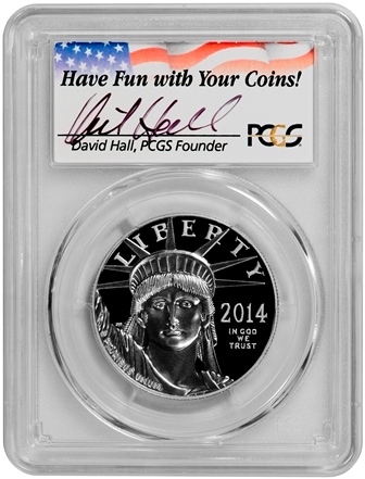 【動画あり】プラチナイーグル　100ドル　1オンス2014-W ＄100 Platinum Eagle PR70 DCAM PCGSファーストストライク DAVID HALLサイン入り