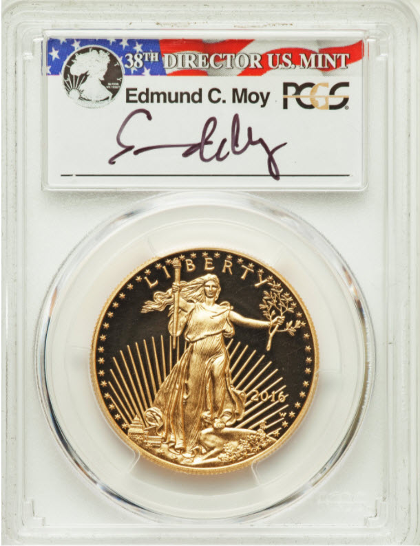 【30周年記念】50ドル金貨　ゴールドイーグル　2016W GOLD EAGLE ＄50 PCGS PR70DCAMファーストストライク　モイサイン入り