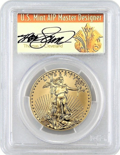 【動画あり】50ドル金貨　ゴールドイーグル　バーニッシュ仕上げ　2017-W  ＄50PCGS SP70　ファーストデイ　トーマス　クリーブランド サイン入り