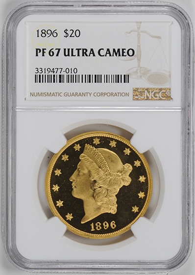 アンティークコイン　アメリカ　20ドル金貨リバティヘッド1896 $20 Liberty Head Double EaglePF67UCAM　NGC