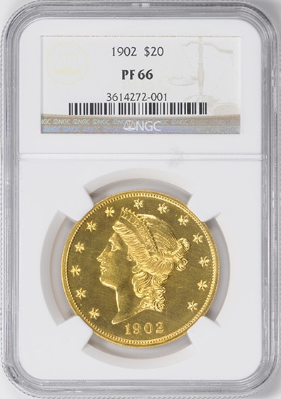 アンティークコイン　アメリカ　20ドル金貨リバティヘッド1902 $20 Liberty Head Double EaglePF66　NGC